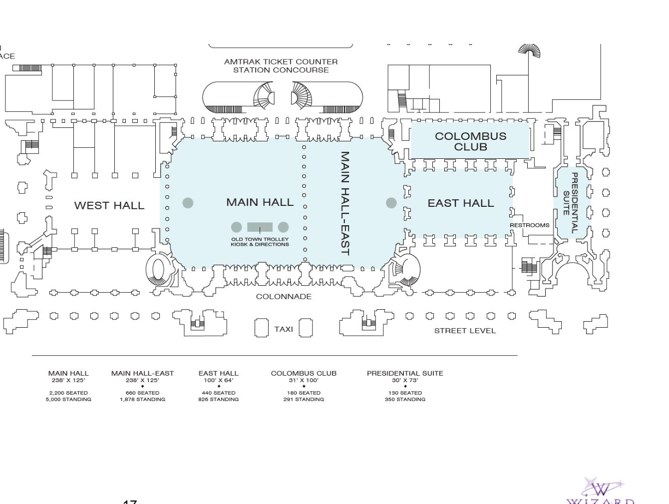 Union Station floor plan — West Hall, Main Hall, Main Hall East, East Hall