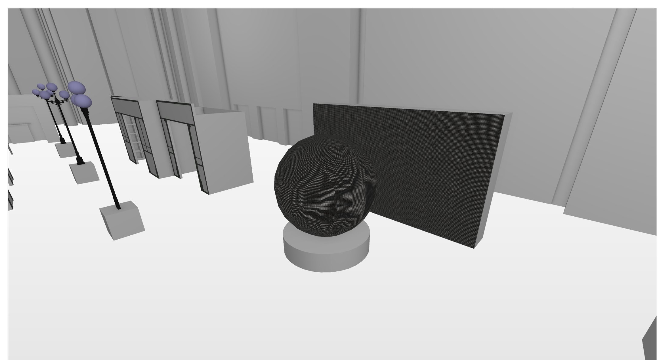 Option 1 — sphere north with flat LED wall