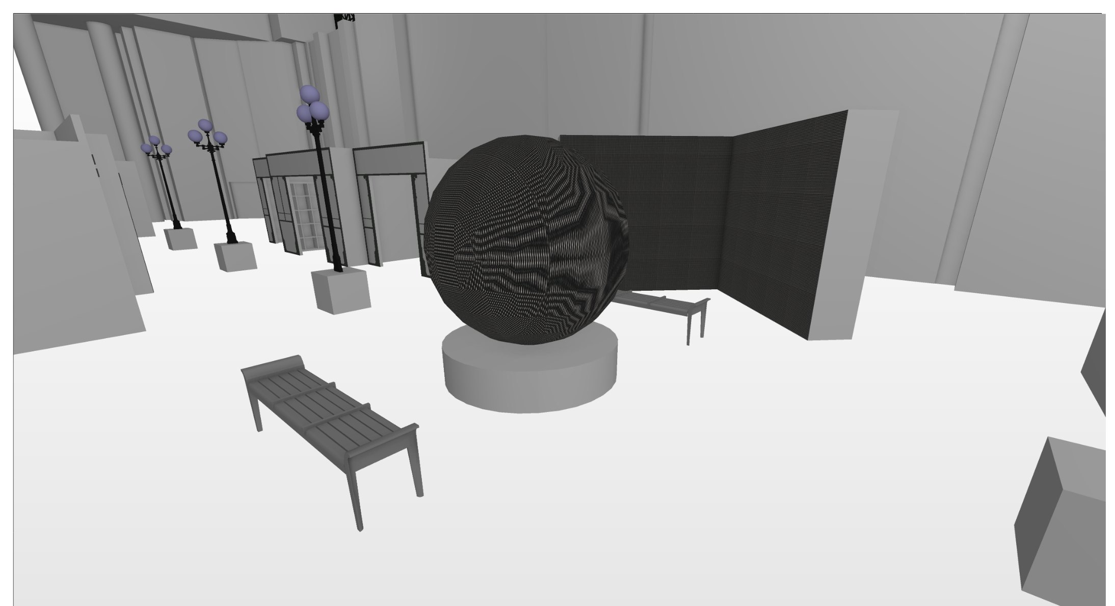 Option 2 — sphere north with V-shaped LED wall