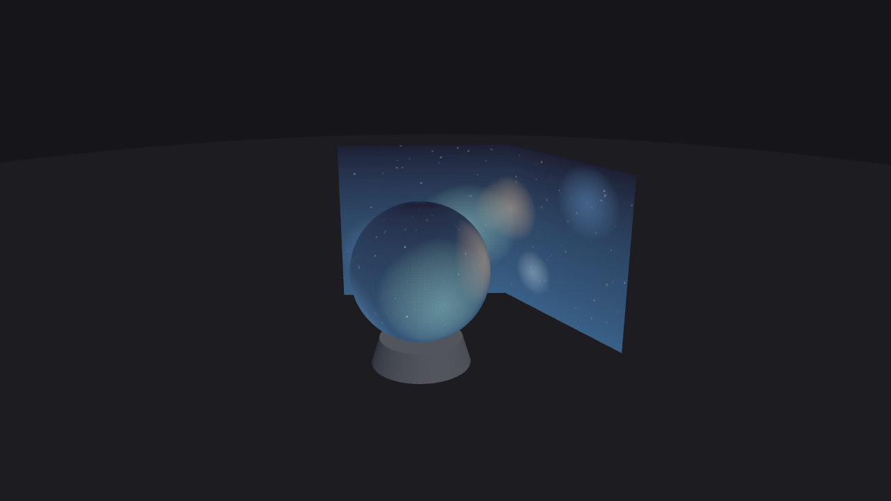 Option 2 — chevron double-sided LED wall, orbiting view