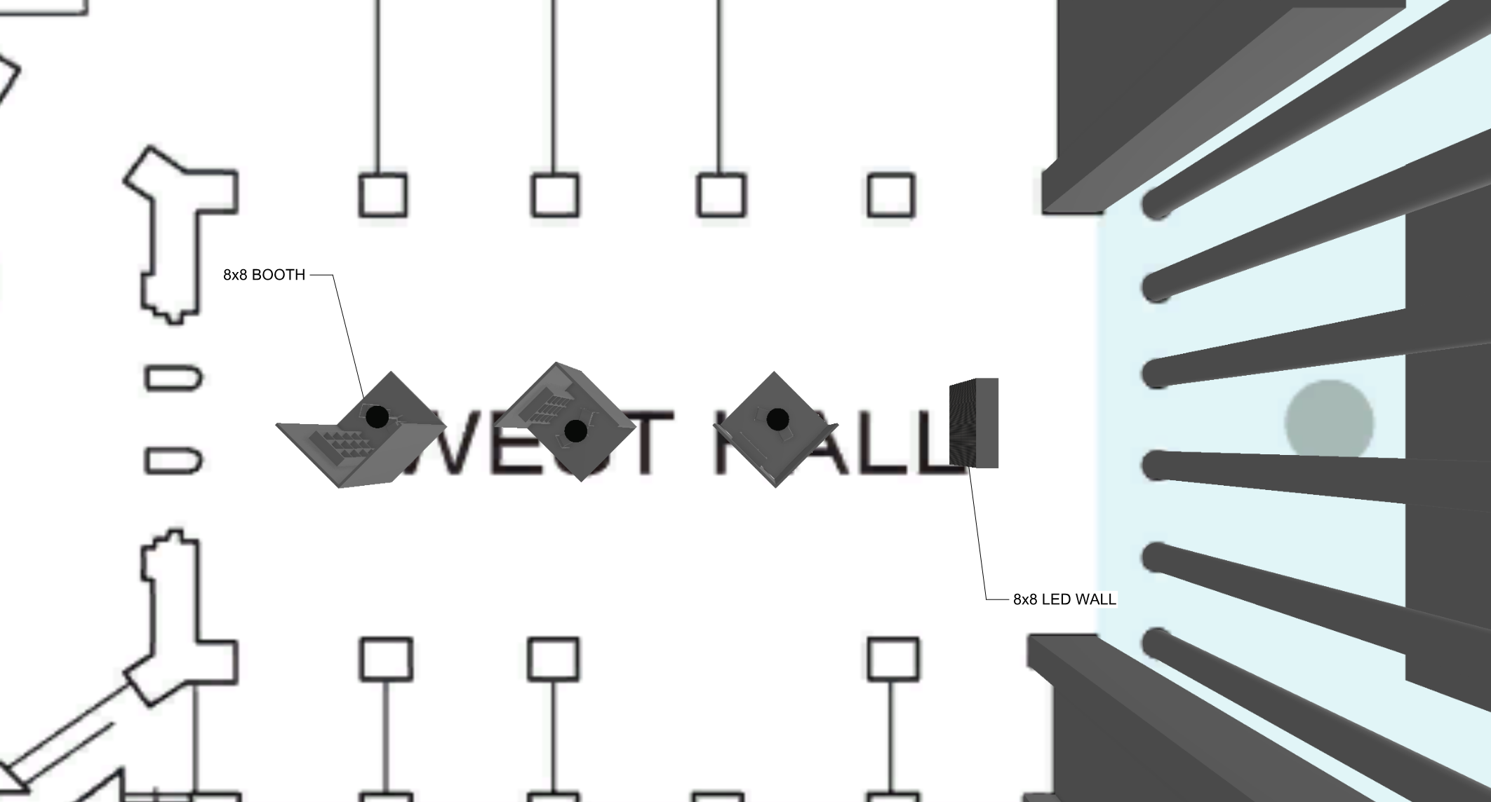 West Hall coaching booths — 2D plan